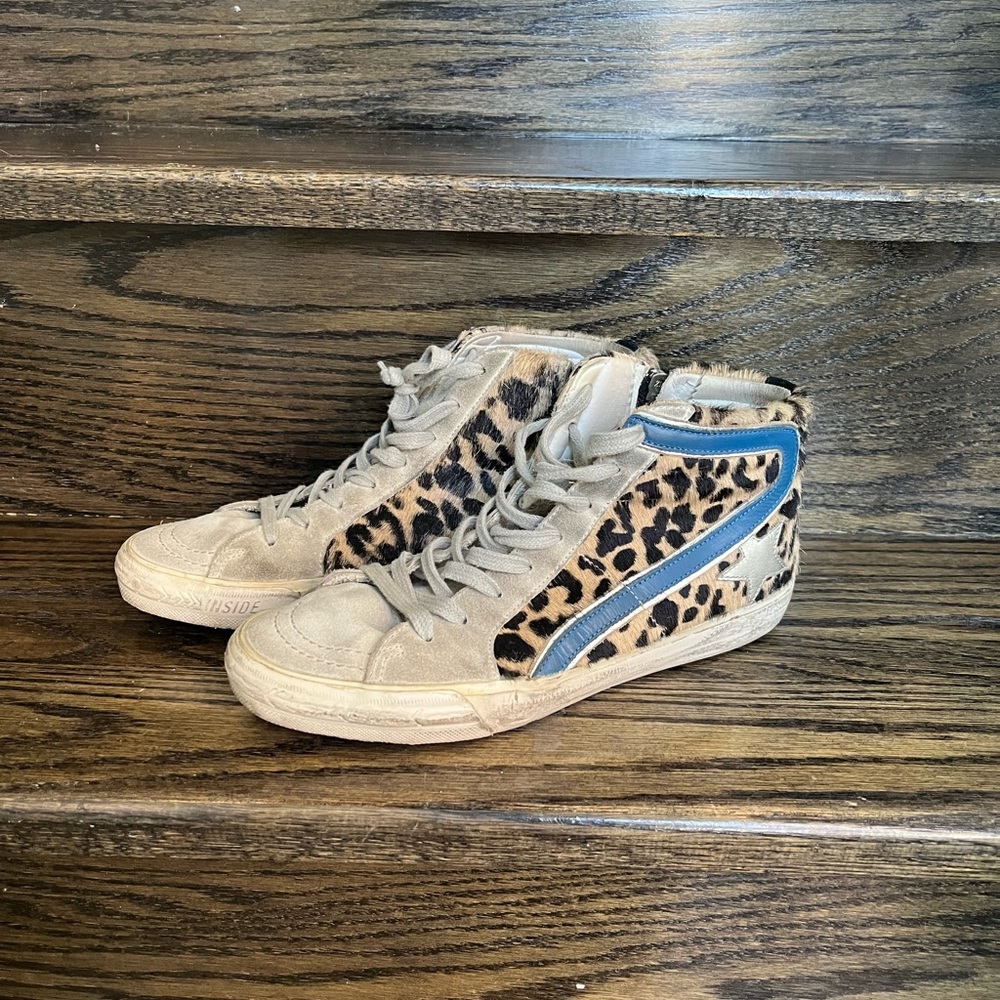 Golden Goose White and Brown Sneakers Retro Style
